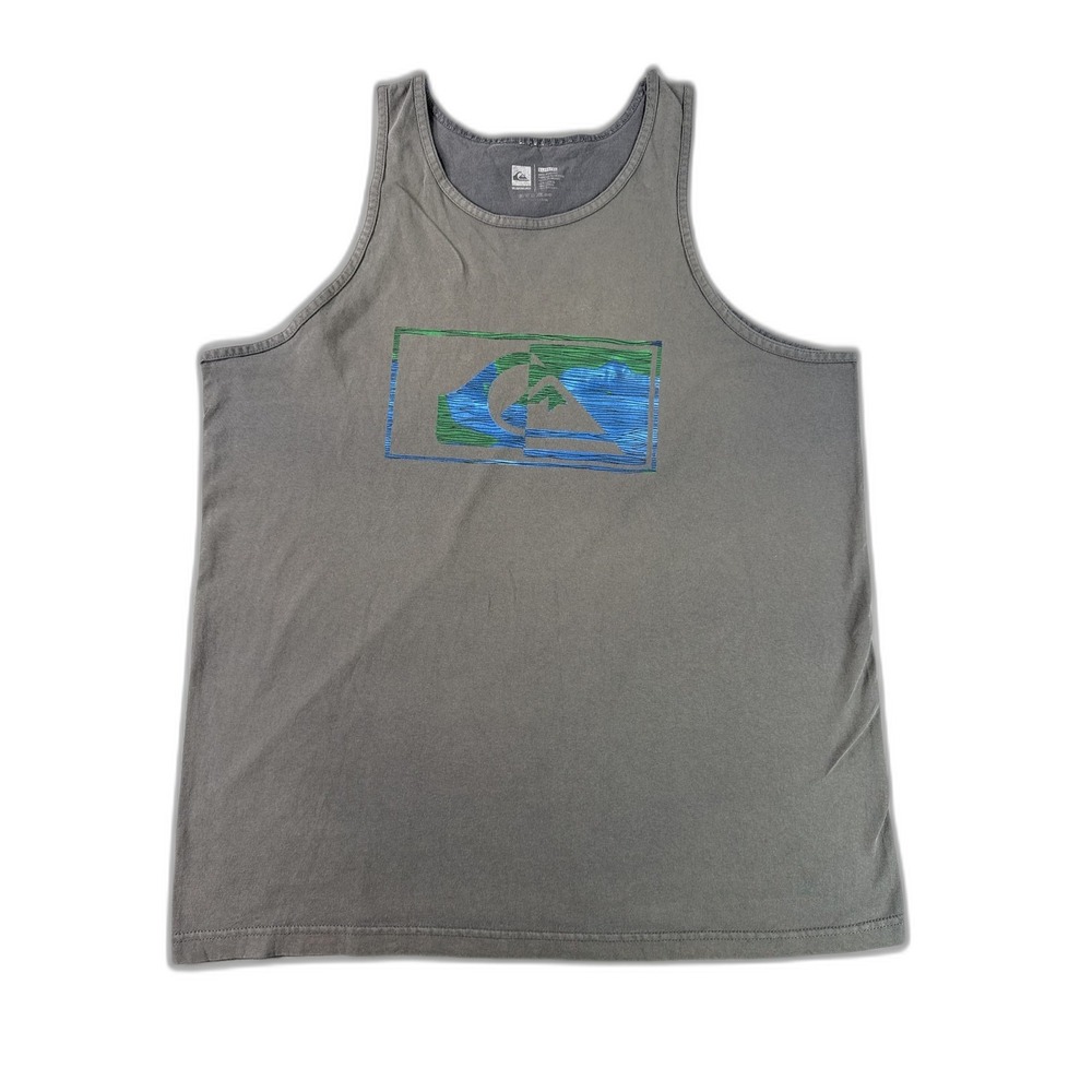 Quiksilver Surf Graphic Tank Top‎ Mens XL Gray 100% Cotton Scoop Neck Sleeveless